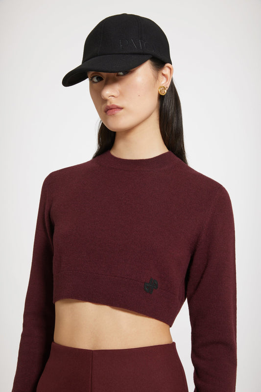 Cropped jumper in sustainable wool and cashmere