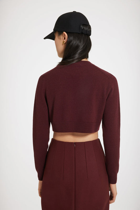 Cropped jumper in sustainable wool and cashmere