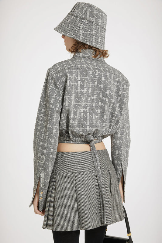 Pleated mini skirt in textured wool