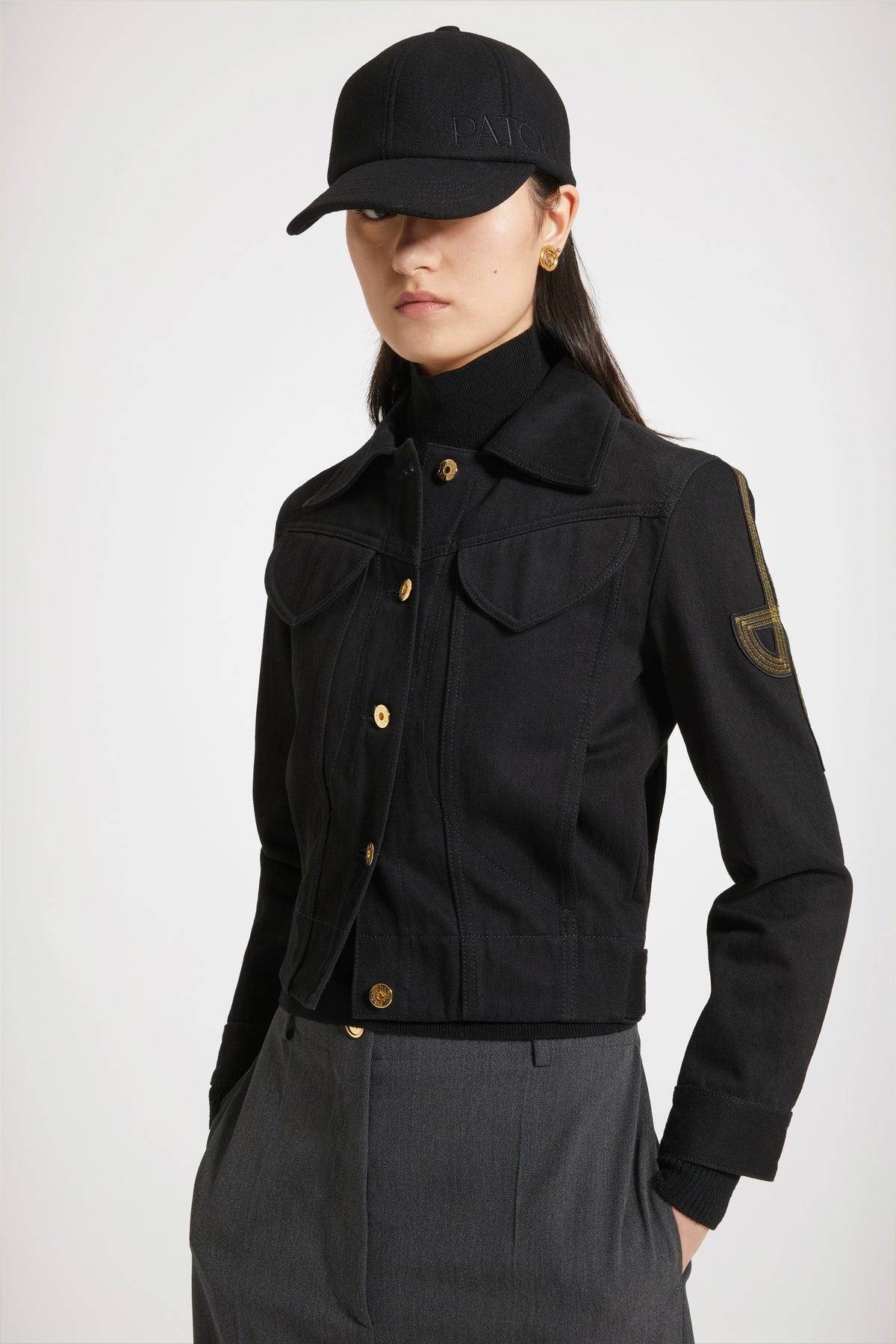 Patou - Embroidered logo jacket in organic denim
