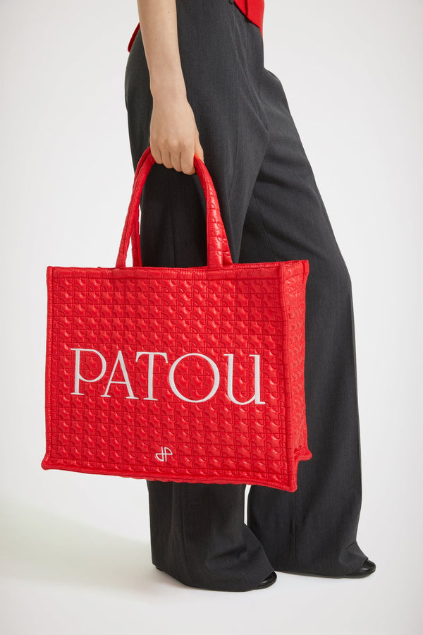 Patou - 環境に優しいキルティングナイロンを使用したラージパトゥトート