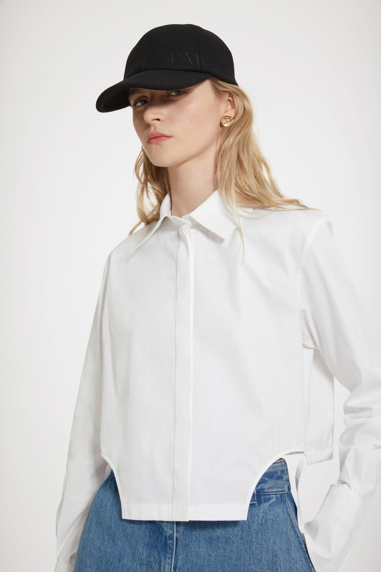 Patou - Cut-out cropped shirt in organic cotton