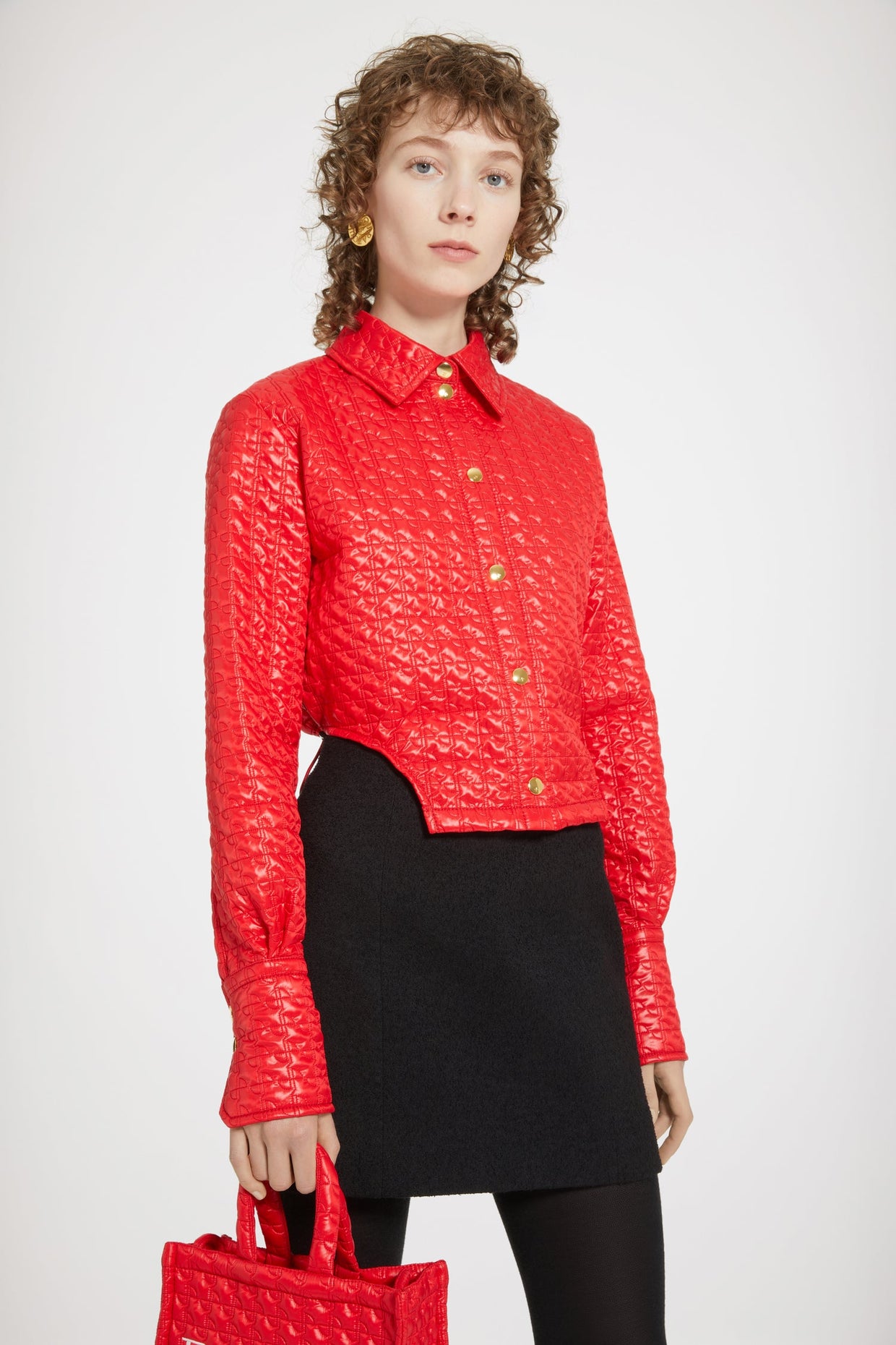 Patou - Cut-out cropped shirt in eco-friendly quilted nylon