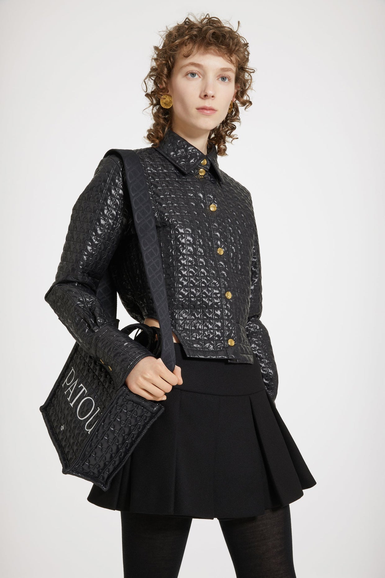 Patou - Cut-out cropped shirt in eco-friendly quilted nylon
