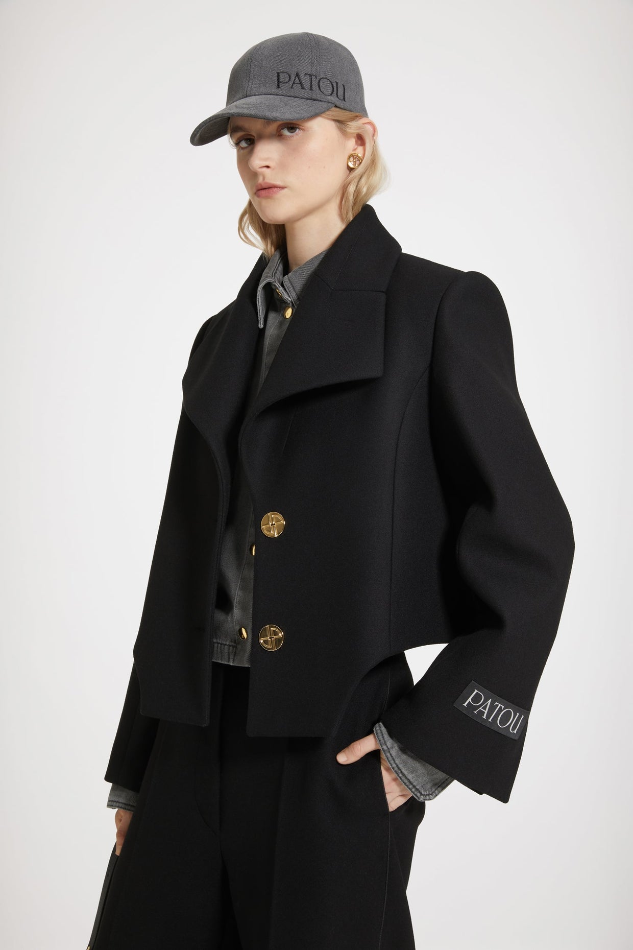 Patou - Cut-out cropped jacket in wool-blend felt