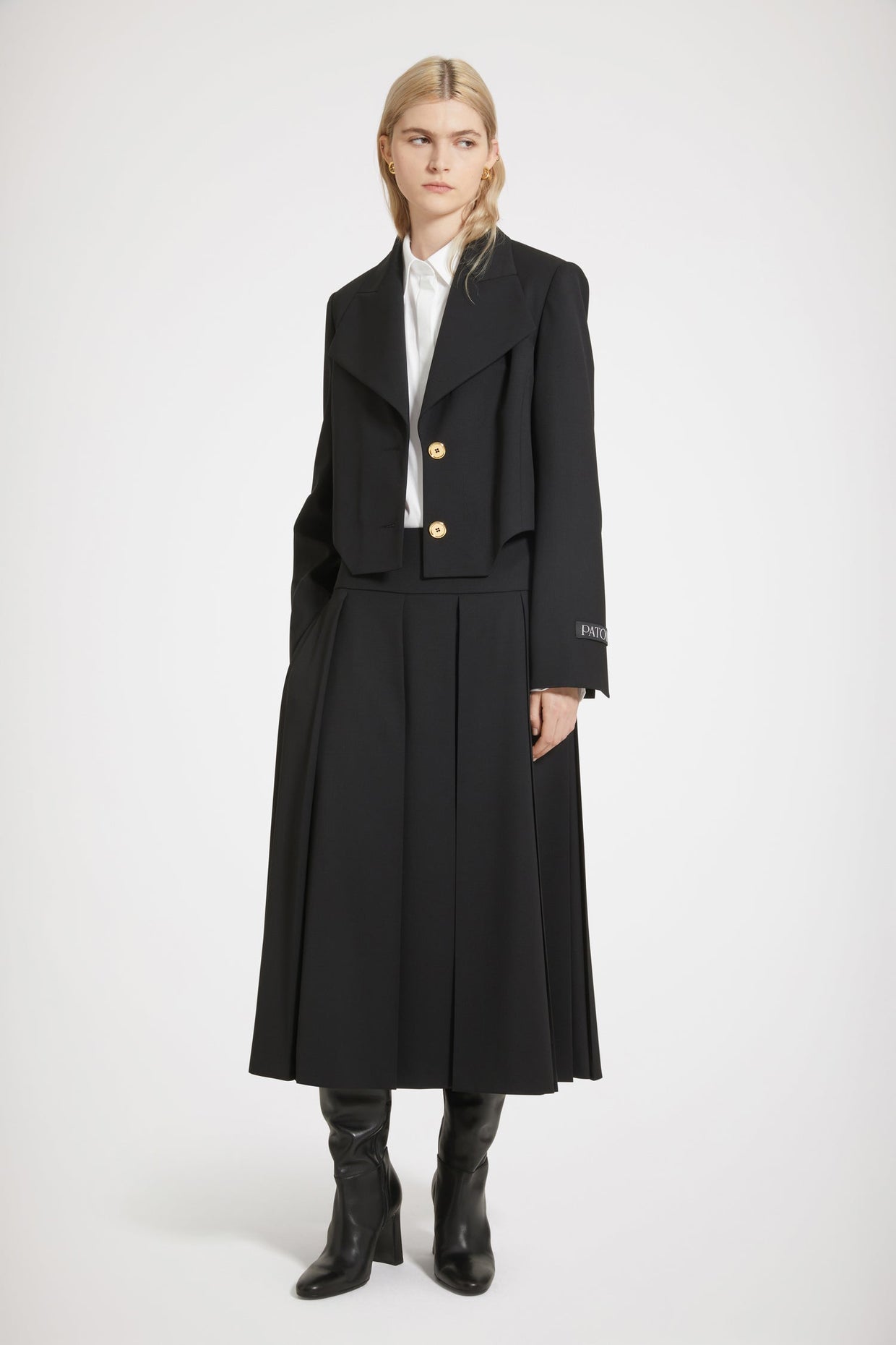 Patou - Cut-out cropped jacket in technical wool twill