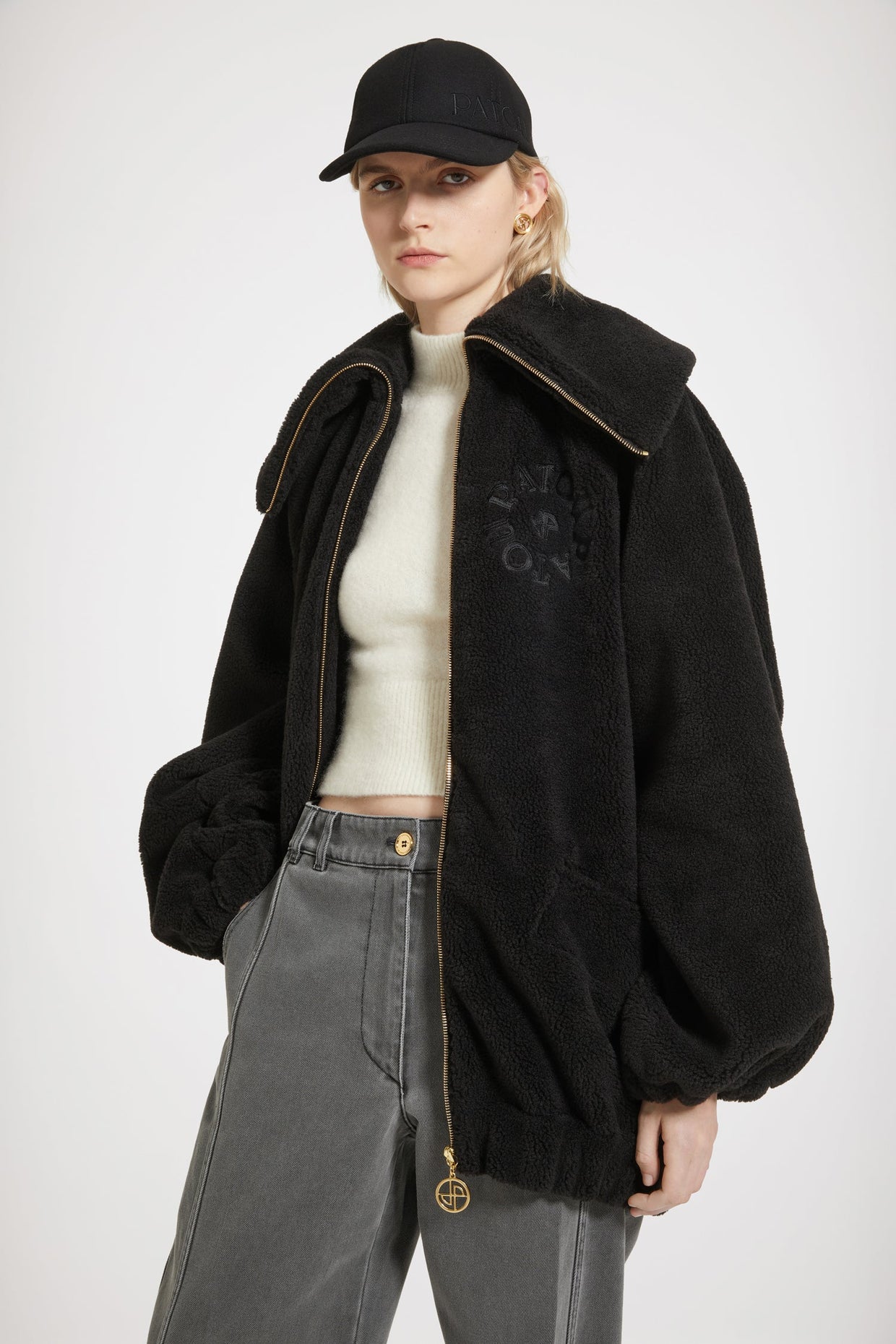 Patou - Faux shearling bomber jacket in recycled polyester