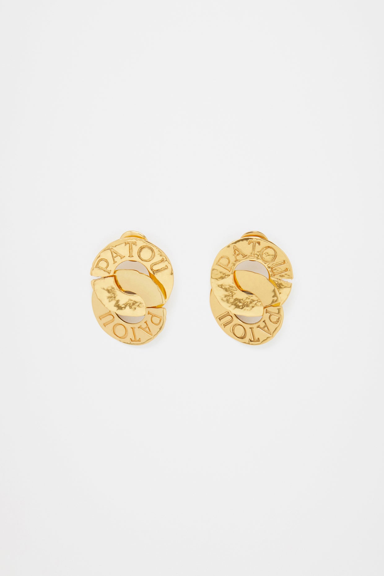 Patou - Double coin earrings in gold-plated brass