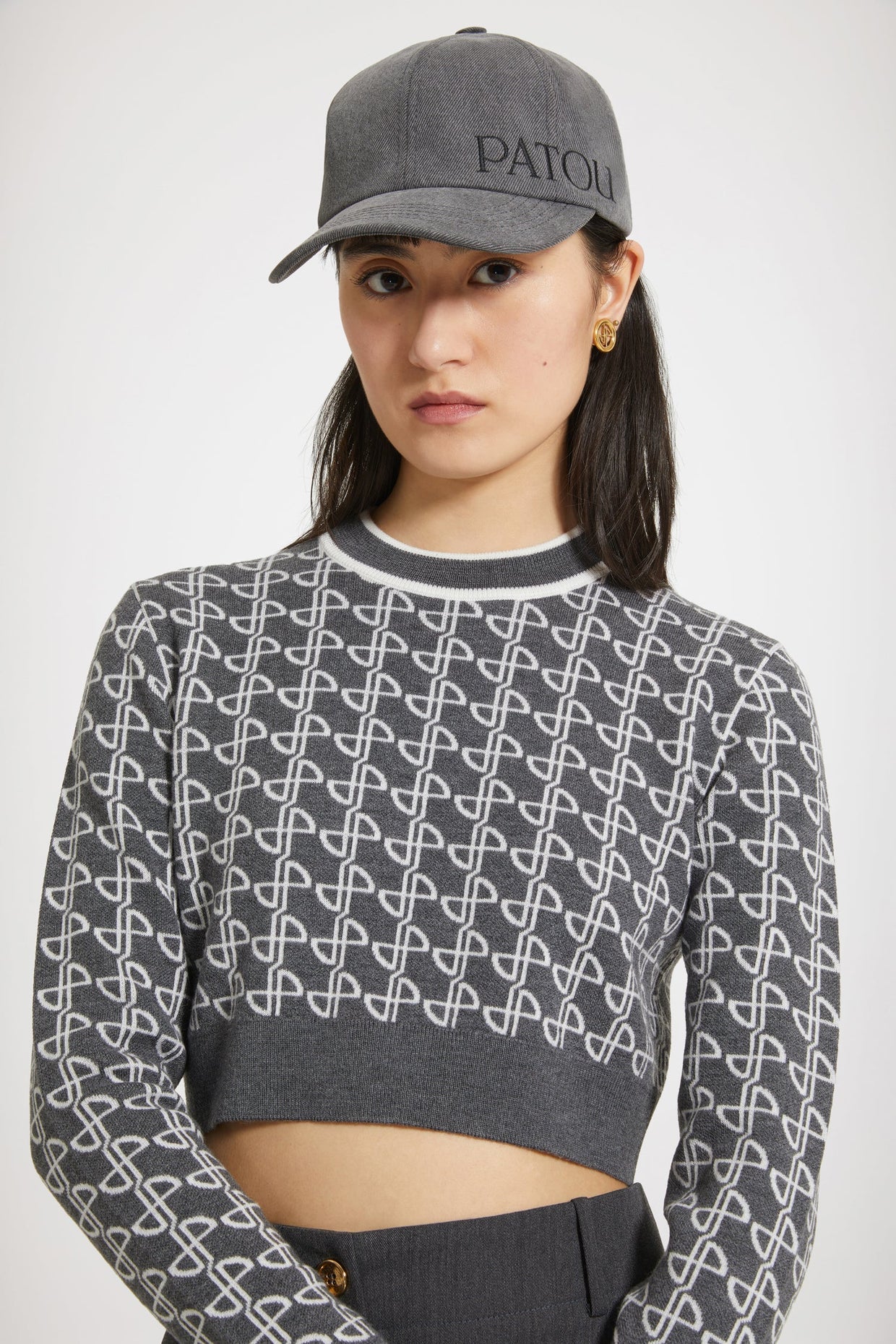 Patou - Cropped jumper in sustainable wool jacquard