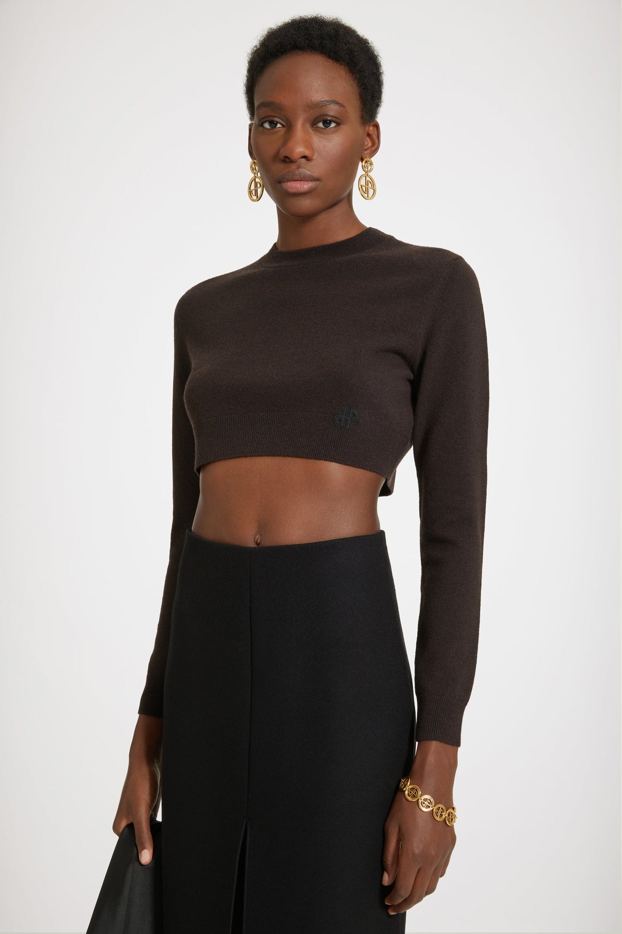 Patou - Cropped jumper in sustainable wool and cashmere
