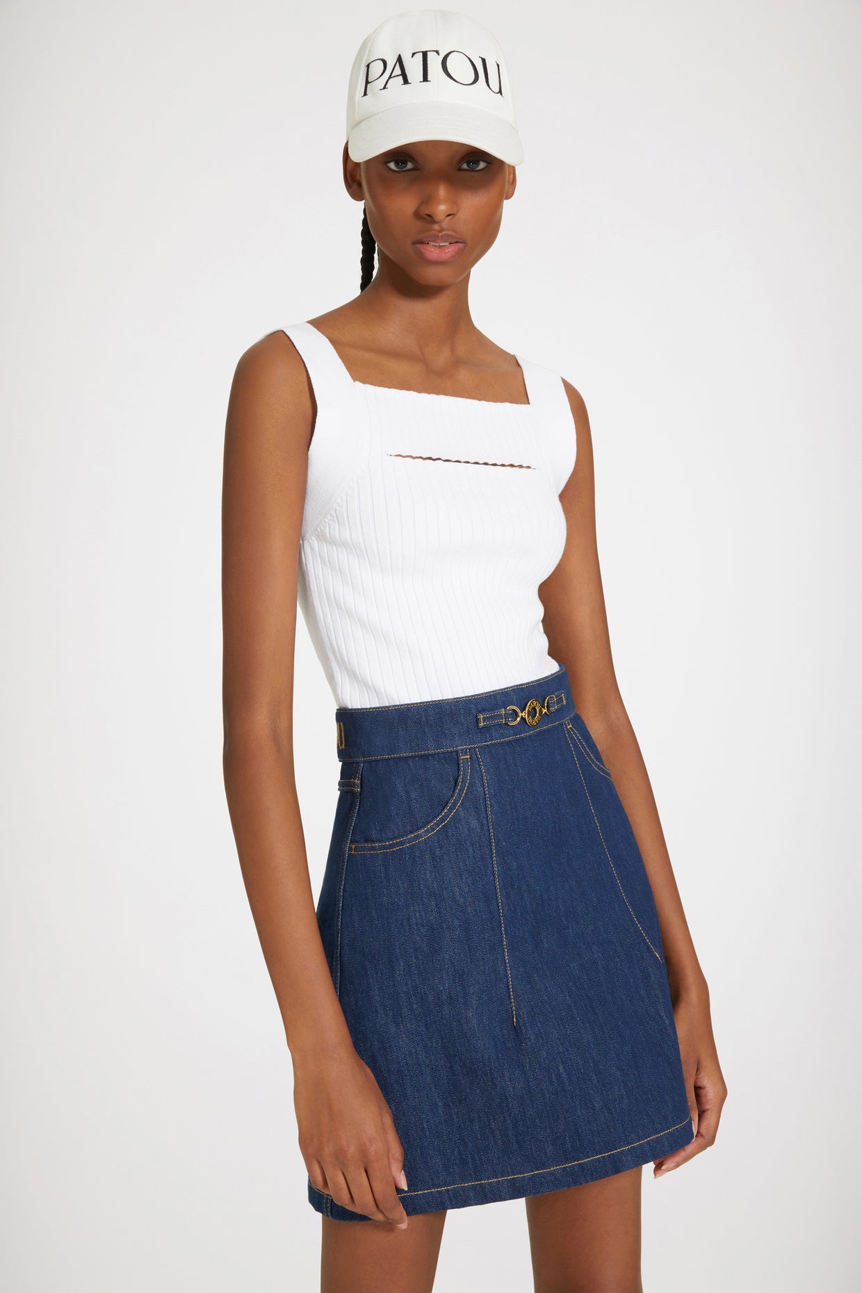 Patou - Cut-out tank top in organic cotton-blend knit