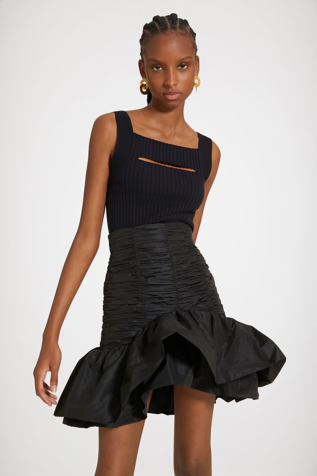 Patou - Cut-out tank top in organic cotton-blend knit
