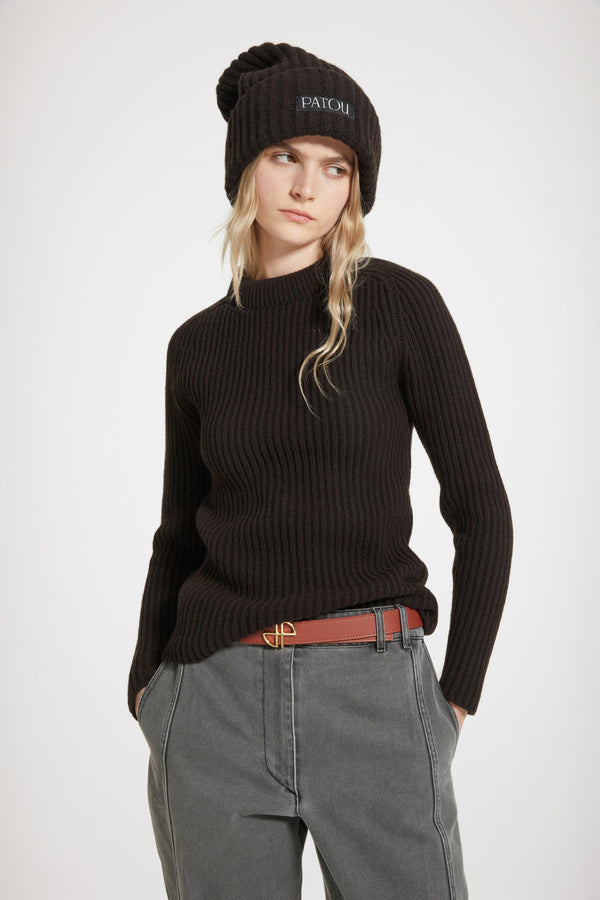 Patou - 3D collar ribbed jumper in wool and cashmere