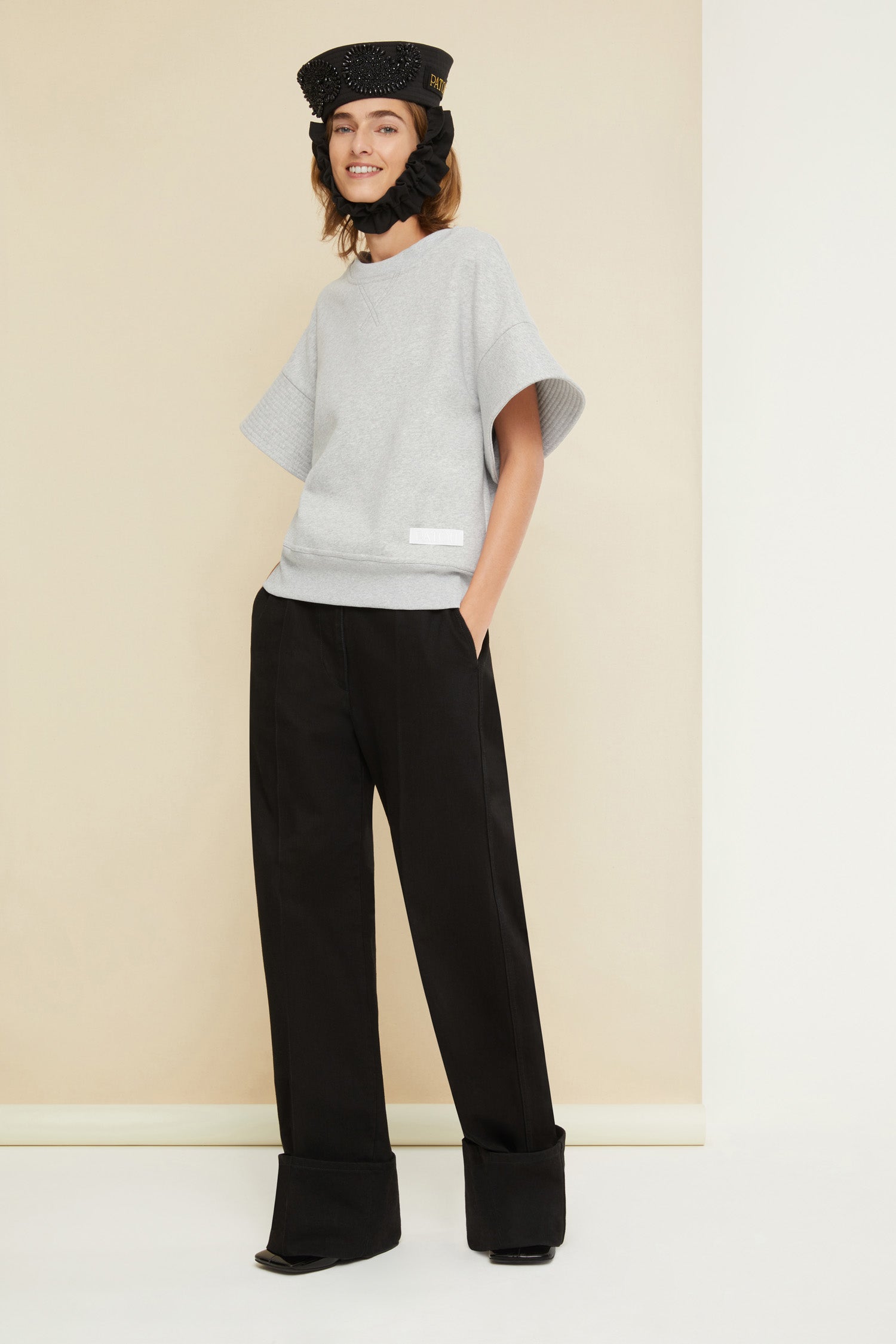 Patou | Cuffed wide-leg trousers in organic denim