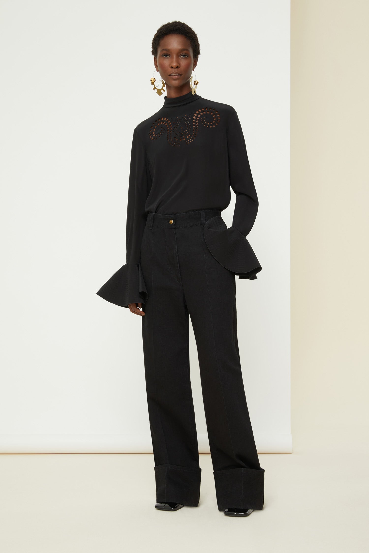 Patou | Cuffed wide-leg trousers in organic denim