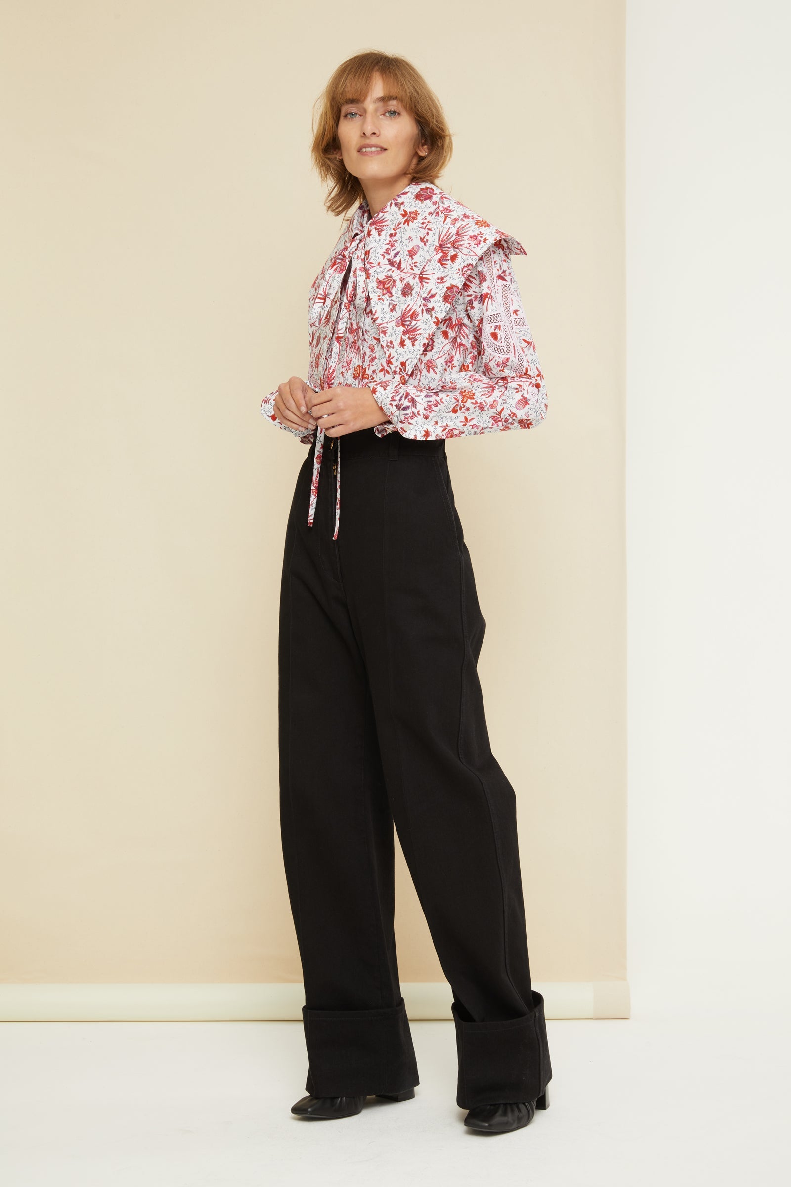 Patou | Cuffed wide-leg trousers in organic denim