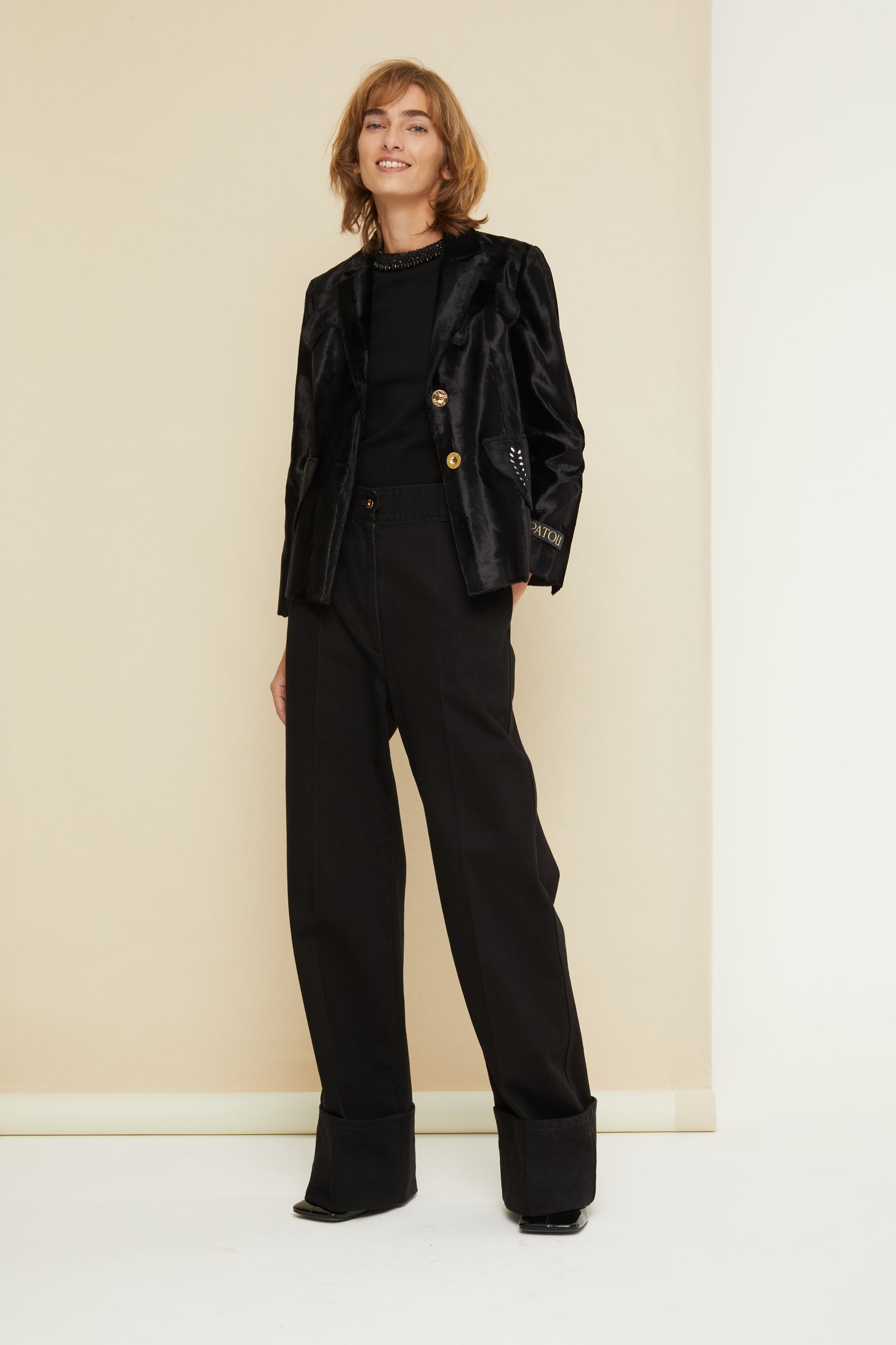 Patou | Cuffed wide-leg trousers in organic denim